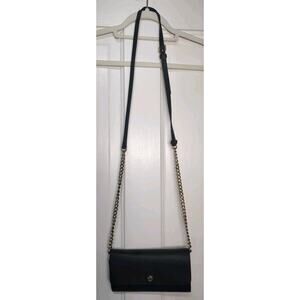 Michael Kors Jet Set Travel Saffiano Leather Chain Wallet Crossbody Black...